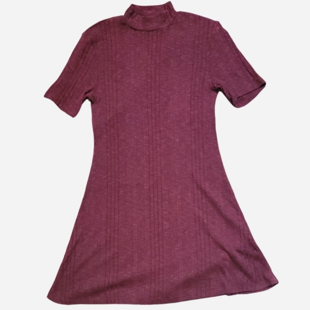 forever 21 dark red burgundy sweater knit mock neck skater dress
